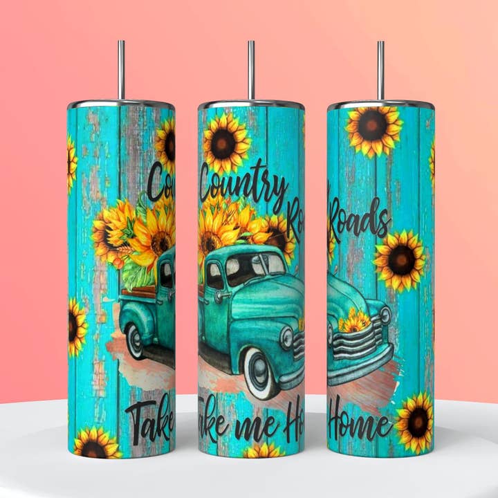 GOBELET COUNTRY ROAD TAKE ME HOME pour la vente par Bull Riders Mama & Co. Tumblers