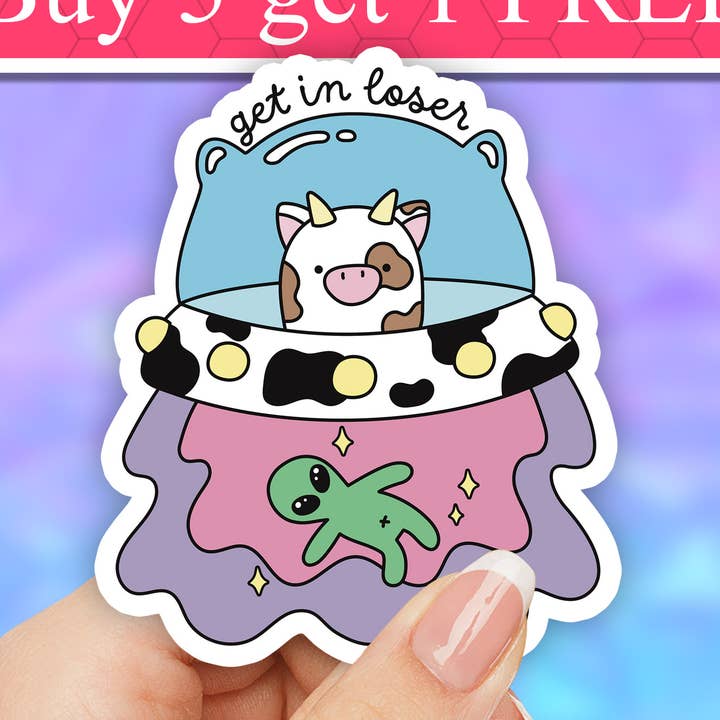 Neya Sticker Shop - Wholesale Phone & Laptop Stickers - Get In Loser Waterproof Sticker, Funny cow sticker, Believe0
