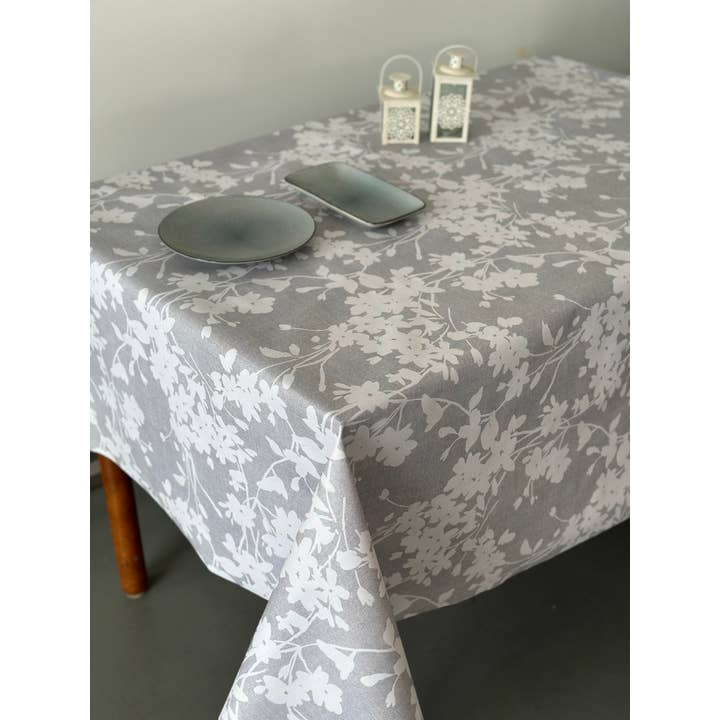 Amable - Grey - 100% Vinyl Tablecloth (Made in Italy) for wholesale by Texstyles Deco Inc.