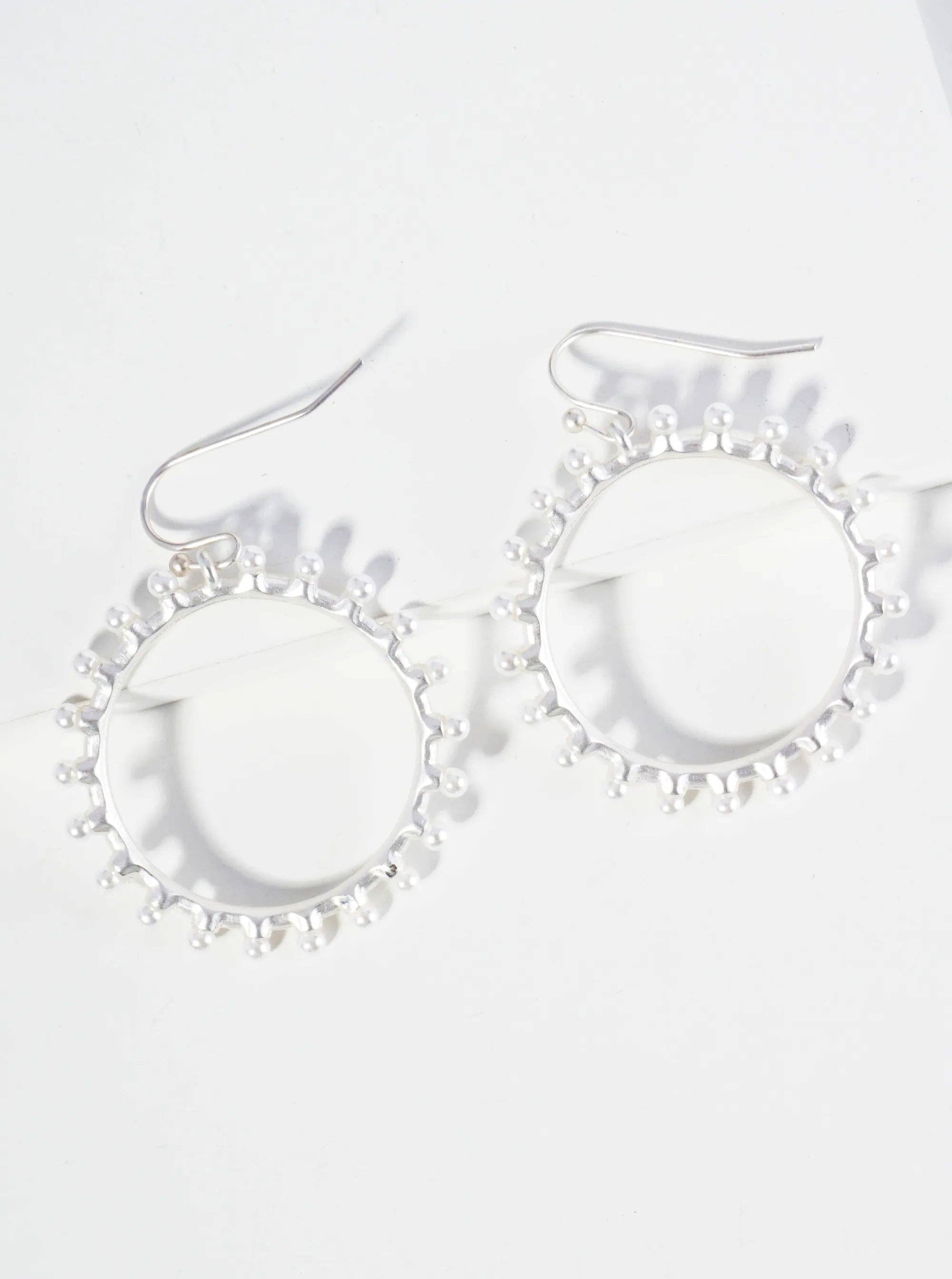 Wild Honey - Wholesale Dangle Earrings - Pearl Beaded Circle Dangle Drop Earrings0