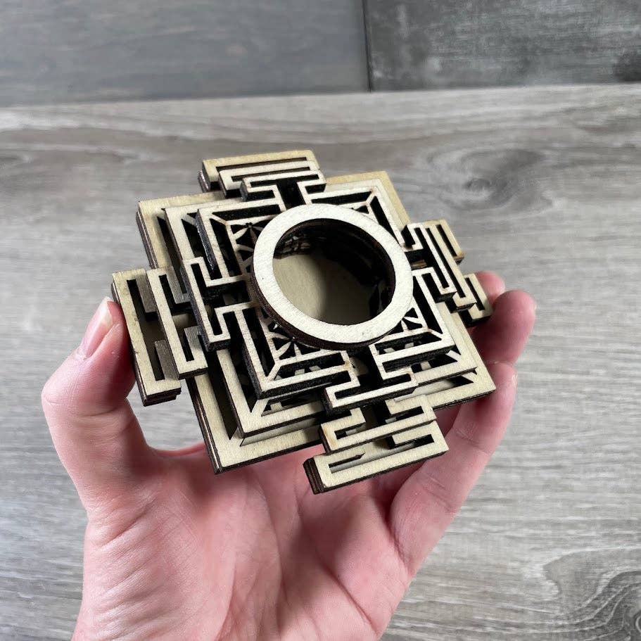 Keystone Crystals - Wholesale Decorative Tabletop Object - Wooden Mandala Sphere Stand8