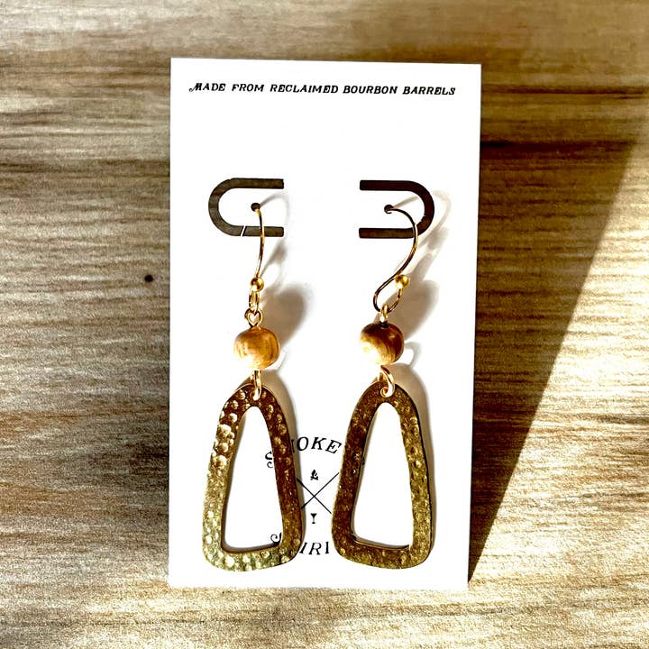 Smoke & Spirits - Wholesale Dangle Earrings - Bourbon Barrel & Funky Brass Earrings0