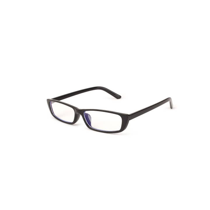Lunettes rétro rectangulaires anti-lumière bleue – Noir brillant pour la vente par V by Vye Eyewear