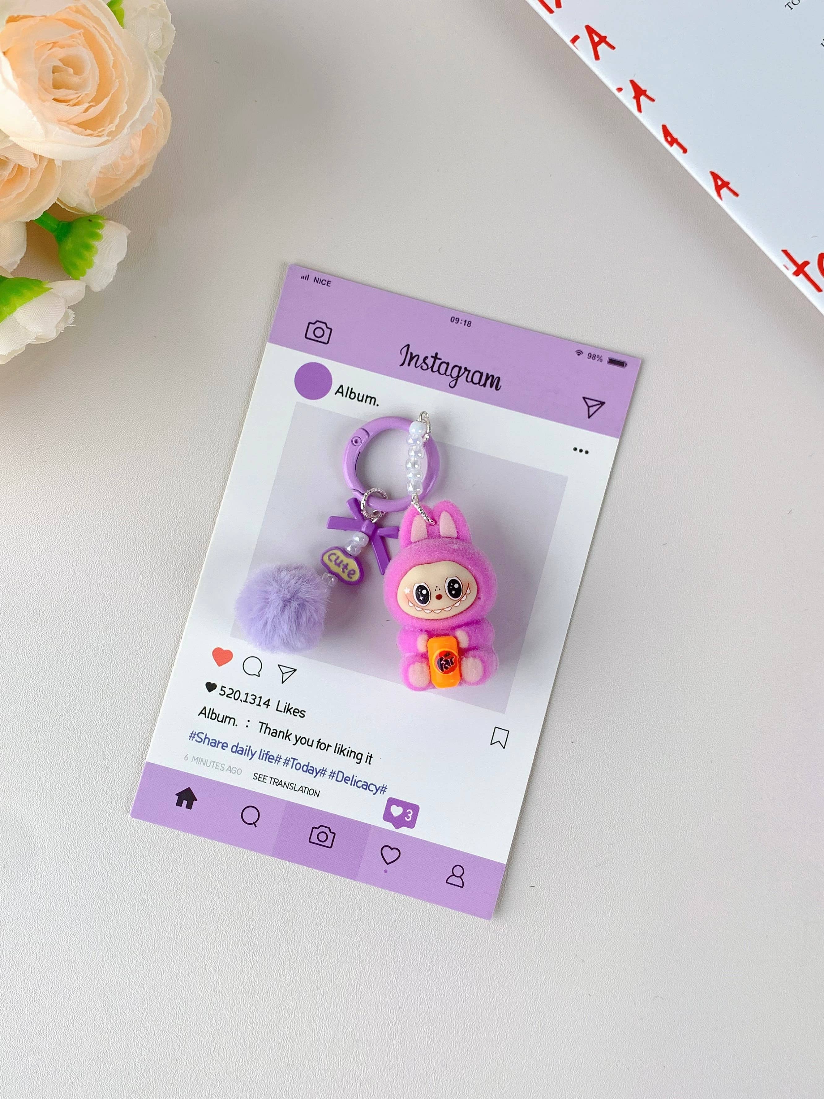 Lilyrosy（Duty free) - Wholesale Keychain – Women's - Labubu style Cute Keychain for Girls,Car Key Accessory4