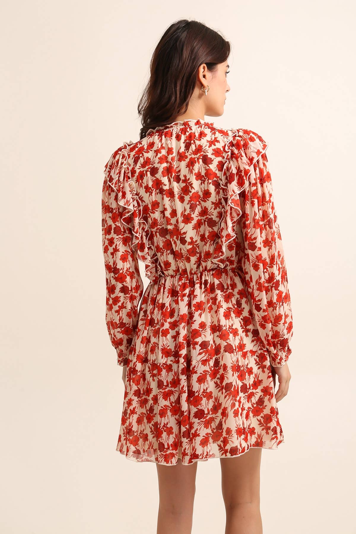 rood 31851 KORTE JURK MET BLOEMENPRINT voor groothandel op Faire3