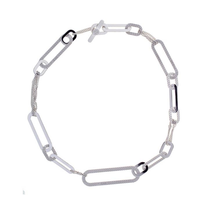 COLLAR EMBRACE EN RODIO PLATEADO, HECHO A MANO EN ITALIA para venta al por mayor de PNG68