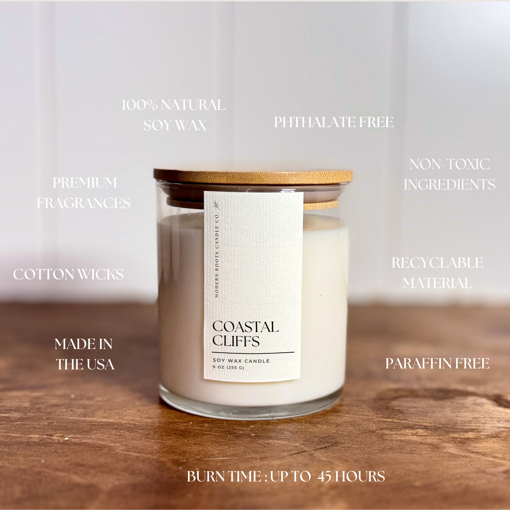 Modern Roots Candle Co. - Wholesale Jar/Filled Candle - Coastal Cliffs | Ozone & Salt | 9 oz. Soy Candle2