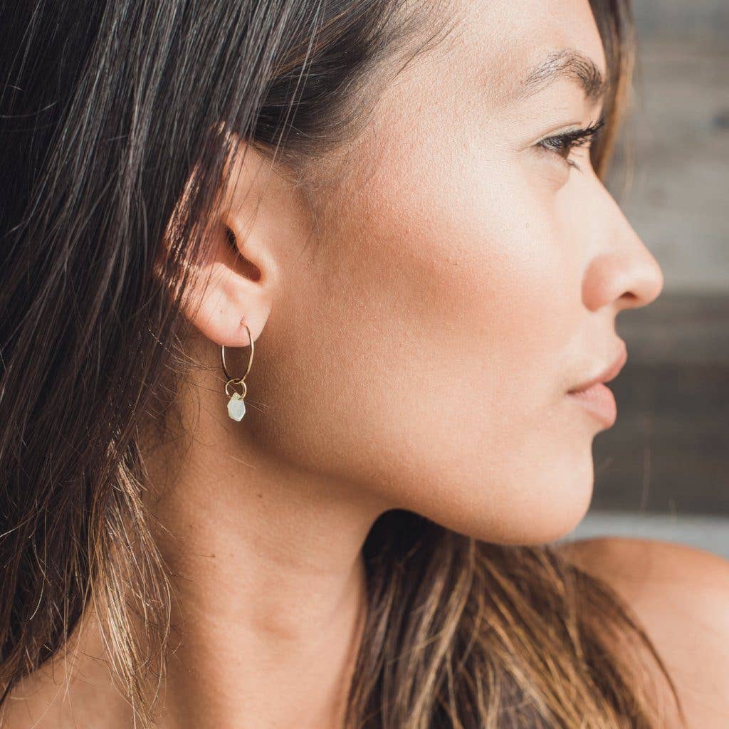 Honeycat Jewelry - Wholesale Dangle Earrings - Green Jade - Wishing Crystal Hoop Earrings17