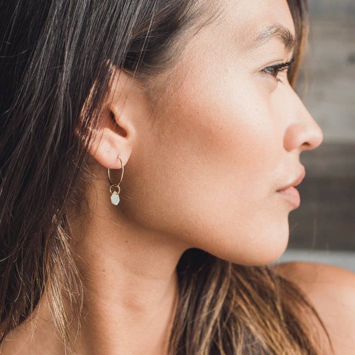 Honeycat Jewelry - Wholesale Dangle Earrings - Green Jade - Wishing Crystal Hoop Earrings17