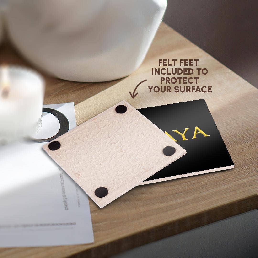 3dRose - Wholesale Coasters - 3dRose, Maya common woman name in the America. Yellow on black charm gift, Coaster3