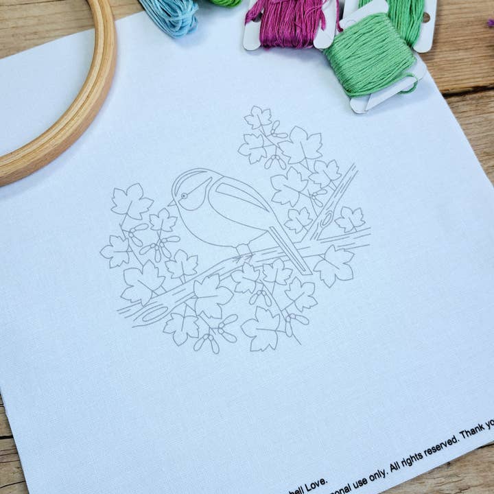 Long Tail Tit Embroidery Panel Pack for wholesale by Bluebell Love