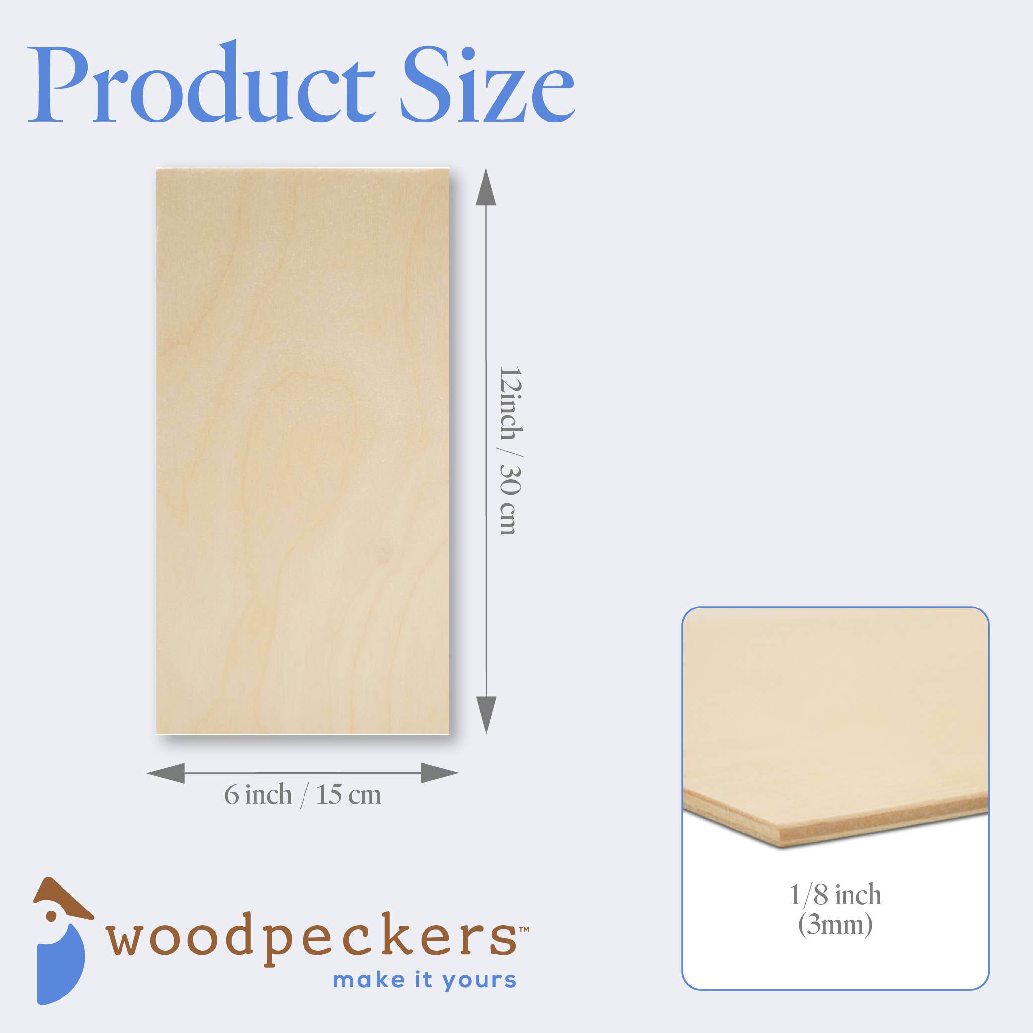 Woodpeckers Crafts - Wholesale DIY Craft Kit - Baltic Birch Plywood (Choose Your Size)16