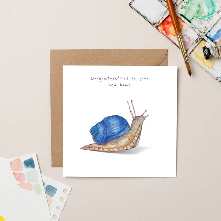 Snail New Home card for wholesale by lil wabbit