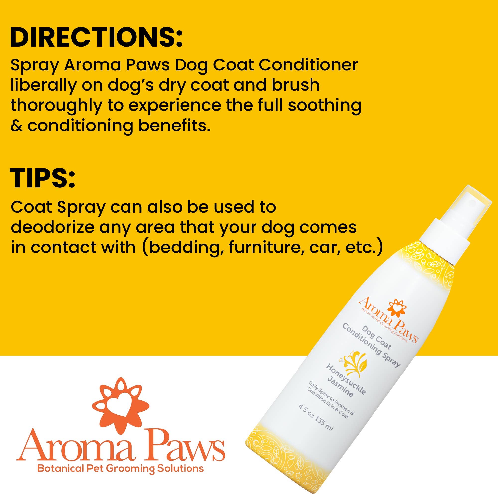 Aroma Paws - Wholesale Pet Spray - Dog - 4.5 Oz. Dog Coat Spray Honeysuckle Jasmine7