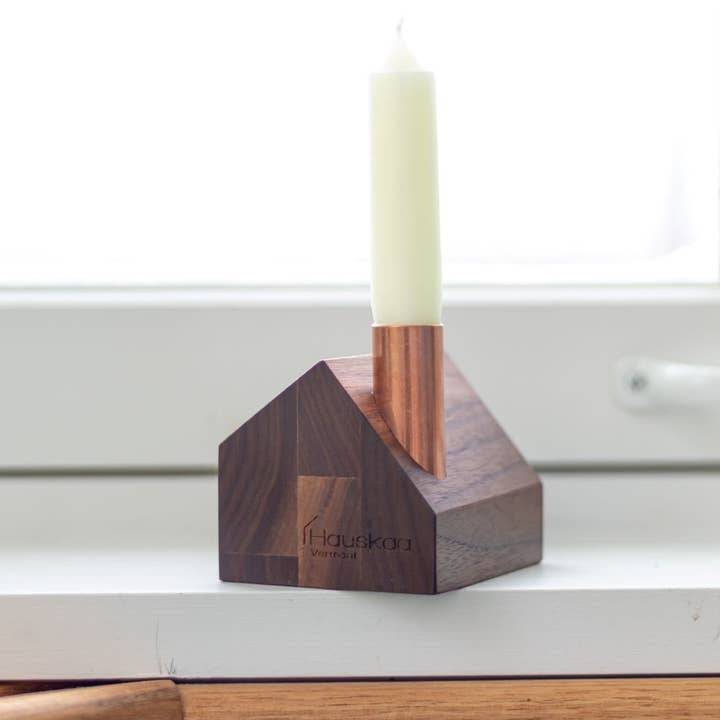 Hauskaa - Wholesale Candle Holder - Saltbox Little Wooden House Handmade Candlestick Holder