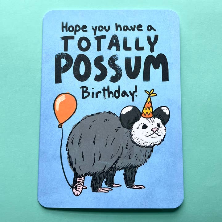 2Birds1Pencil Illustrations - Wholesale Birthday Card - Possum Birthday Card