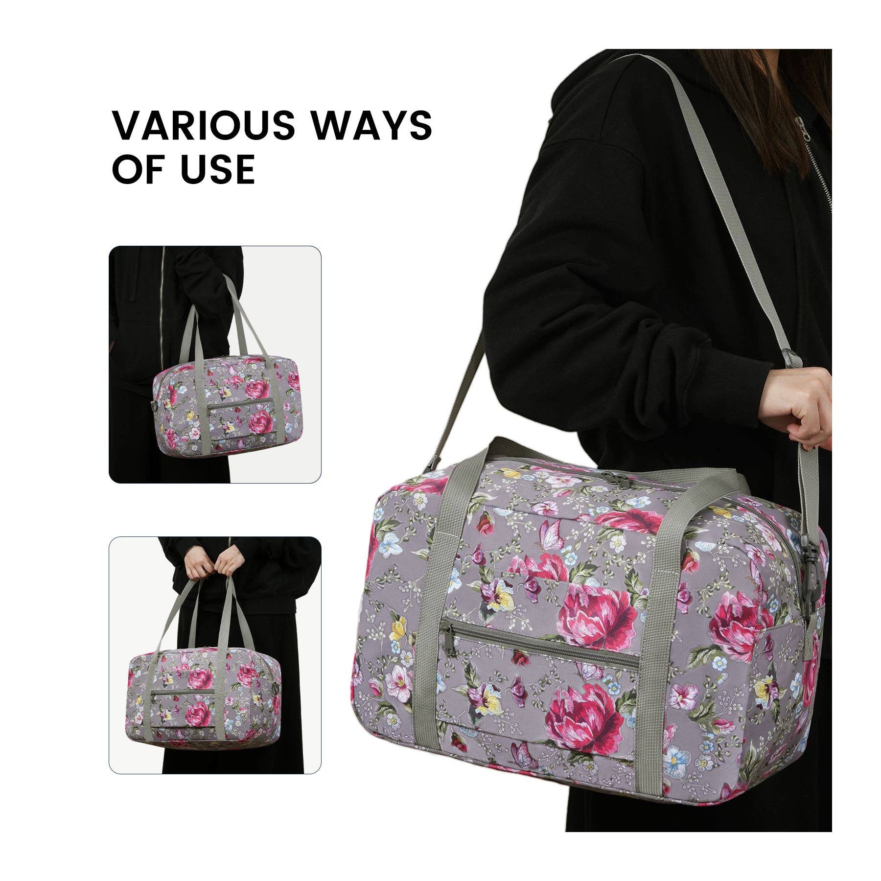 wandf – Saco de viagem - Mulher por atacado – Mala de Viagem Impressa 20L Armazenamento Sob o Assento para Companhias Aéreas44