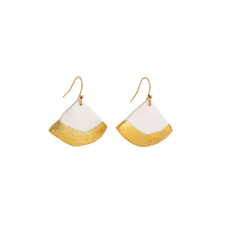 Jenna Vanden Brink Ceramics - Wholesale Dangle Earrings - Gold Dipped Fan Drops1