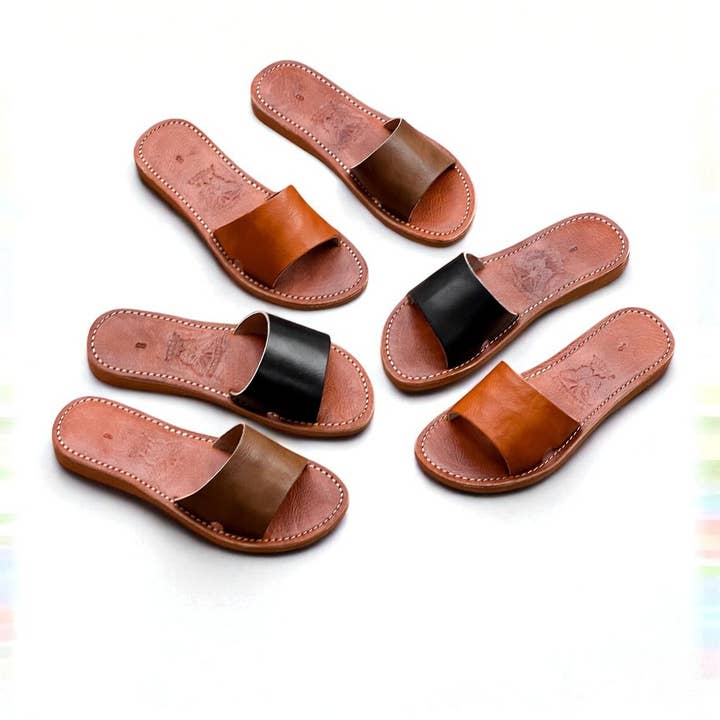 Handmade Moroccan Leather Slides – 3 Colors and other Purchase wholesale plain slides. Free returns & net 60 terms on Faire trending on Faire.