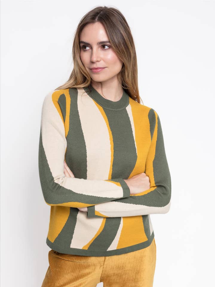 CMS Love - Wholesale Knit Sweater - Women's - PERKINS JERSEY UNEVEN STRIPES B2B0