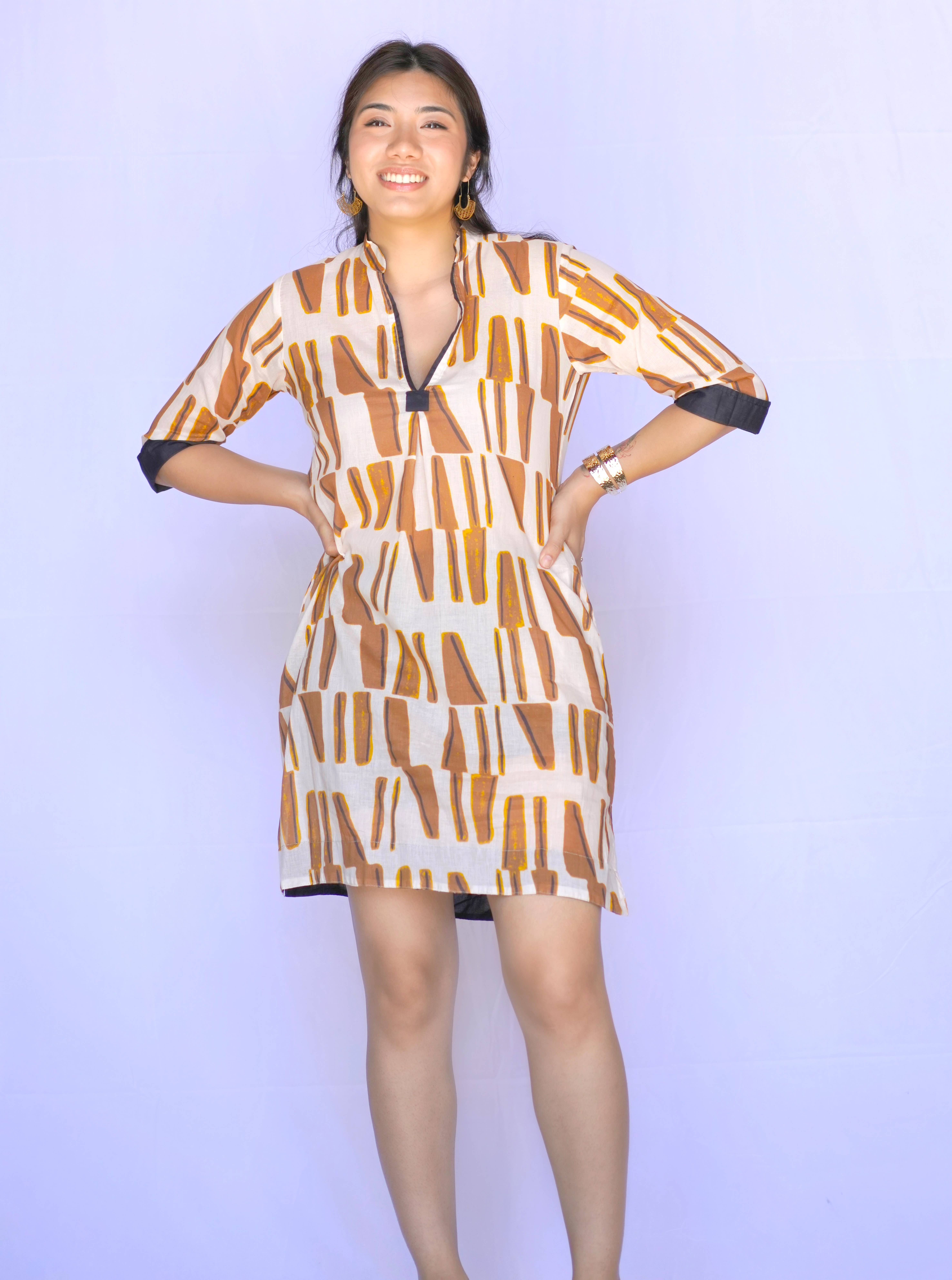 Dolma - Vente Robe – femme - Robe Amelia - Beige/or doré1