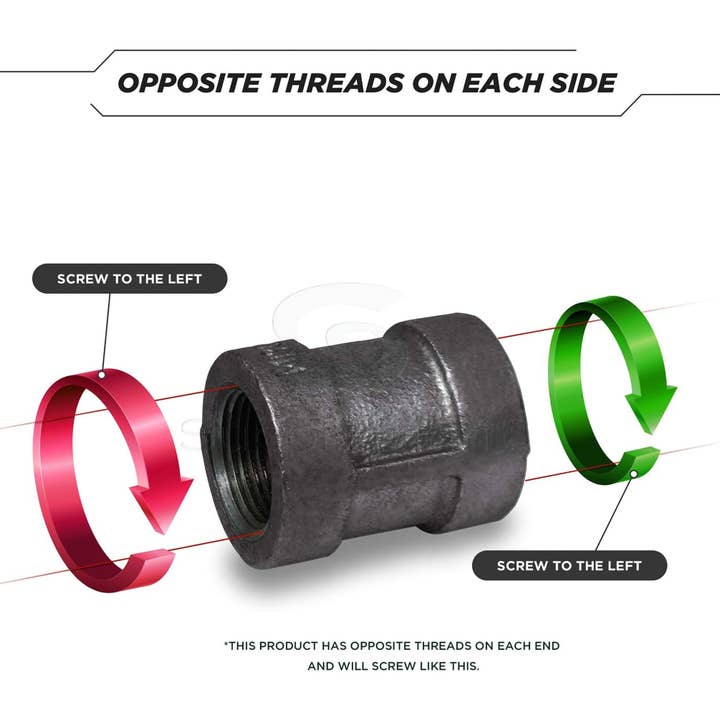 FIXTUREDISPLAYS – Großhandel – 1/2" Schwarzes schmiedbares Eisen Gerade Links/Rechts Kupplung Umgekehrtes Gegengewinde 151141