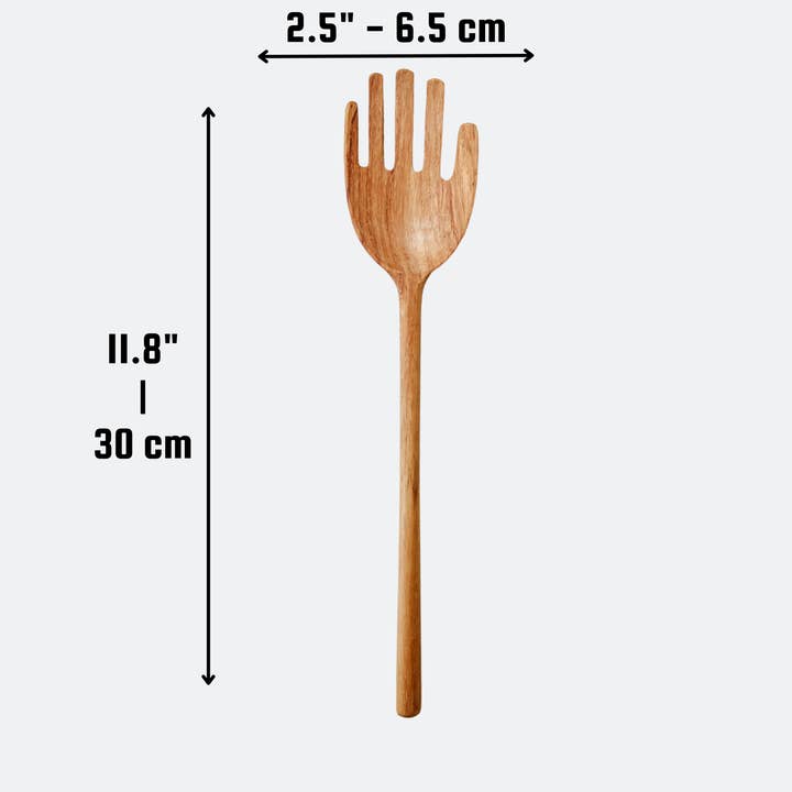 194 Craft House - Venta al por mayor Cuchara de cocina - Cubiertos de madera para ensalada en forma de mano - set de cuchara y tenedor de 30 cm2