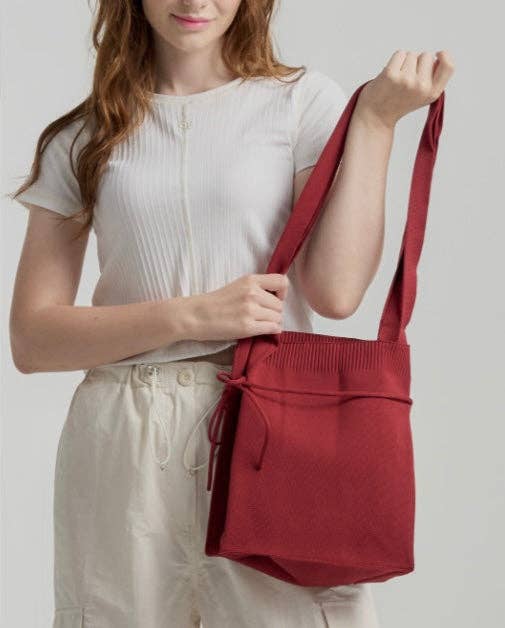 Dotori Dotori - Wholesale Shoulder Bag - Women's - Avery Knit Tote : Wine1