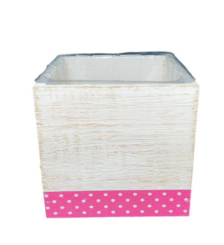 Thompson Wholesale - Wholesale Plant Pot - 5" White Washed Square Wood Pots -- 12 Pack2