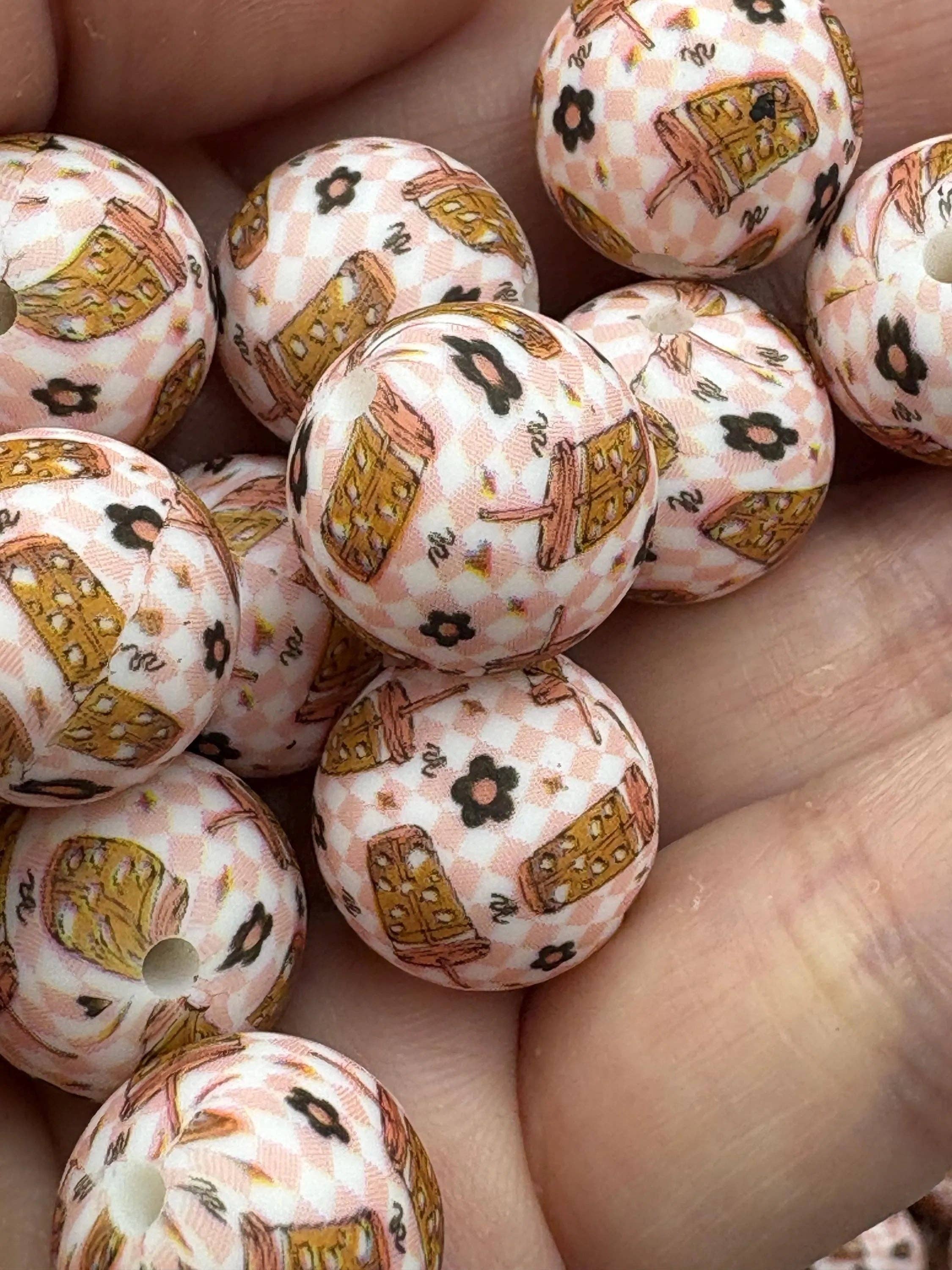 ASAP Craft Supplies - Wholesale Beads - Iced Coffee Print Silicone Beads - 15mm - 10 CT1