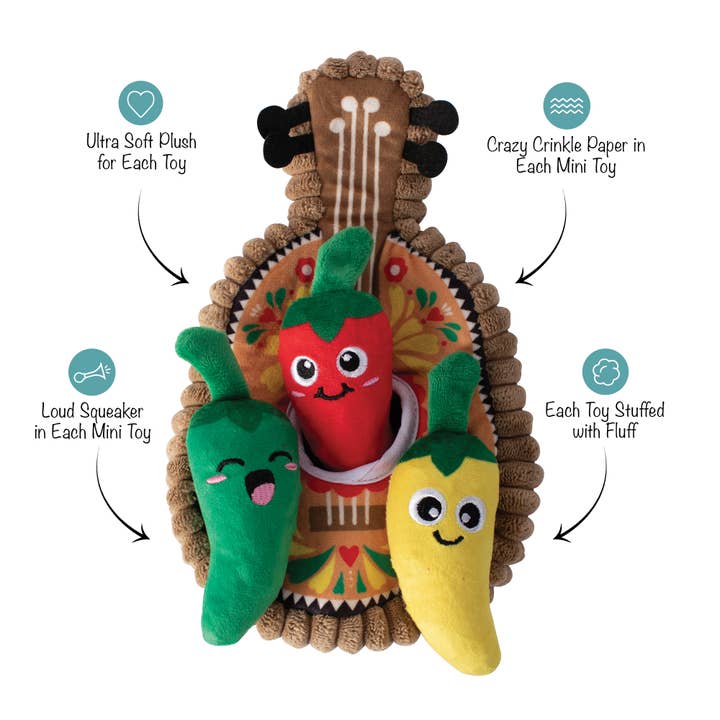 Petshop by Fringe Studio - Wholesale Pet Plush Toy - Dog - FIESTA TILL YOU SIESTA PLUSH DOG TOY SET1