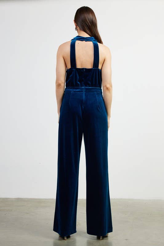SKIES ARE BLUE - Wholesale Jumpsuit - Women's - Velvet Halter Jumpsuit
2