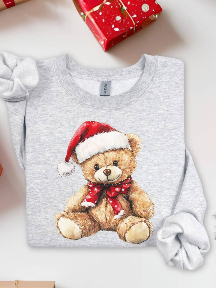 Weihnachts-Teddy-T-Shirt oder Rundhals-Pullover für den Großhandel von Jolene's Boutique