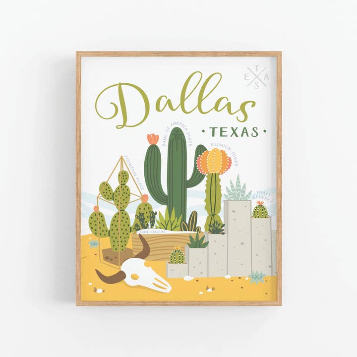 Dallas Succulent Skyline Art Print for wholesale by Easyhand Goods – formerly Onderkast