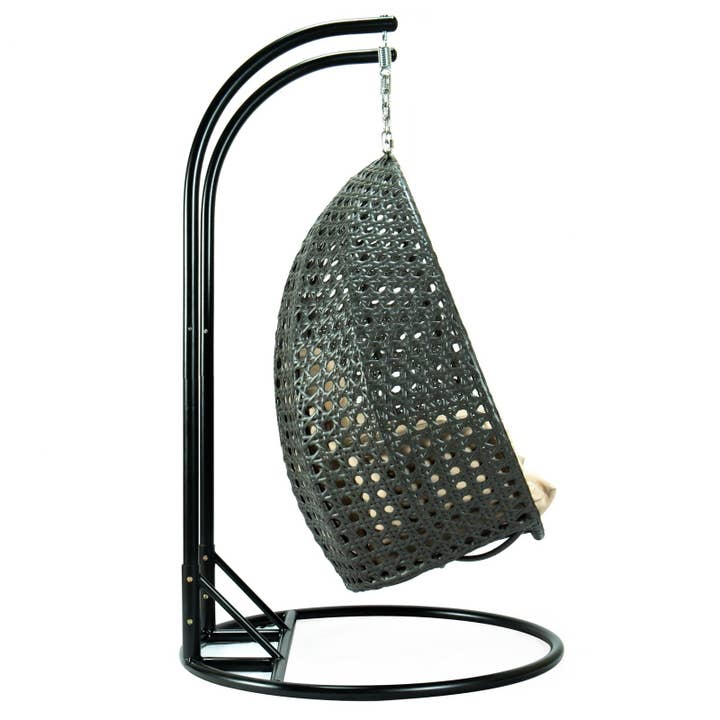 LeisureMod - Wholesale Egg Chair - Modern Charcoal Wicker Hanging Double Seater Egg Swing Chair11