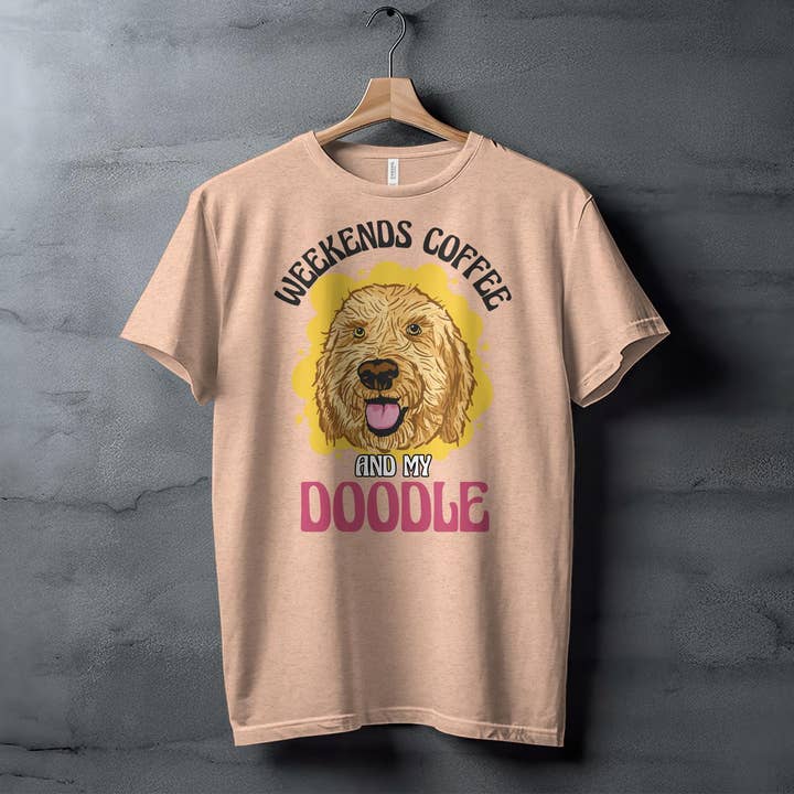 FreakyTeeFactory – wholesale Screen printed t-shirt – Women′s – Weekends Coffee And My Doodle Dog Lover T-Shirt, Casual Canine Tee