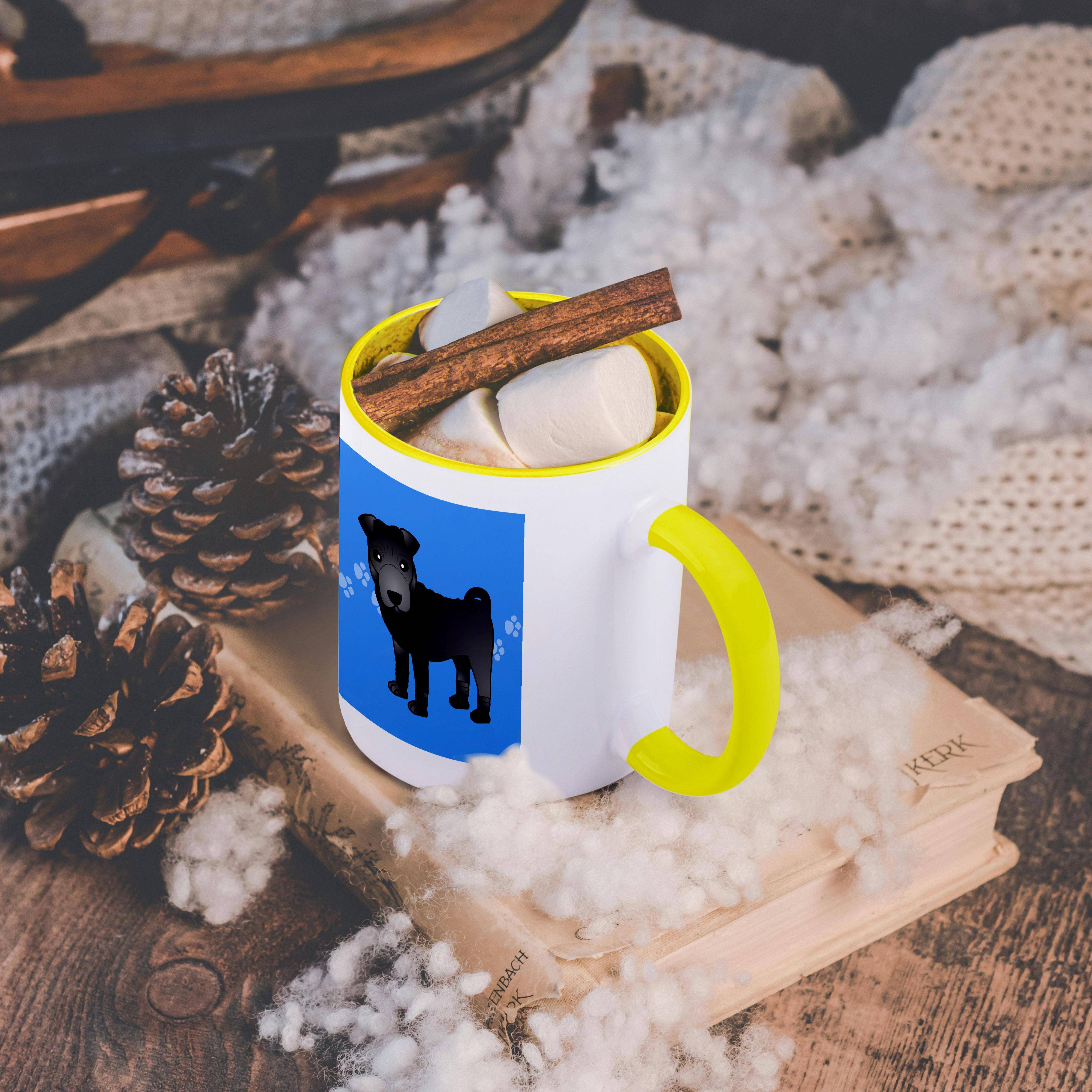 3dRose - Wholesale Coffee Mug - 3dRose, Cute Chinese Shar Pei Black Coat - Blue Paw Prints, Mug5