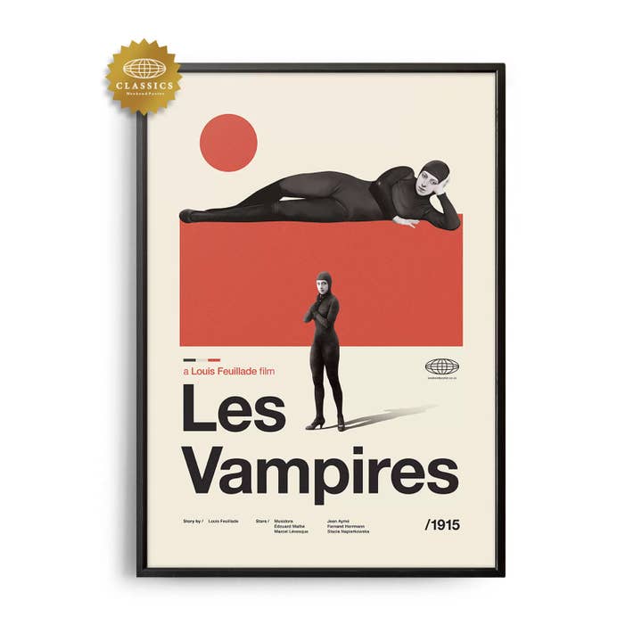 Poster del film classico di metà secolo Les Vampires per la vendita all'ingrosso da parte di Weekend Concept