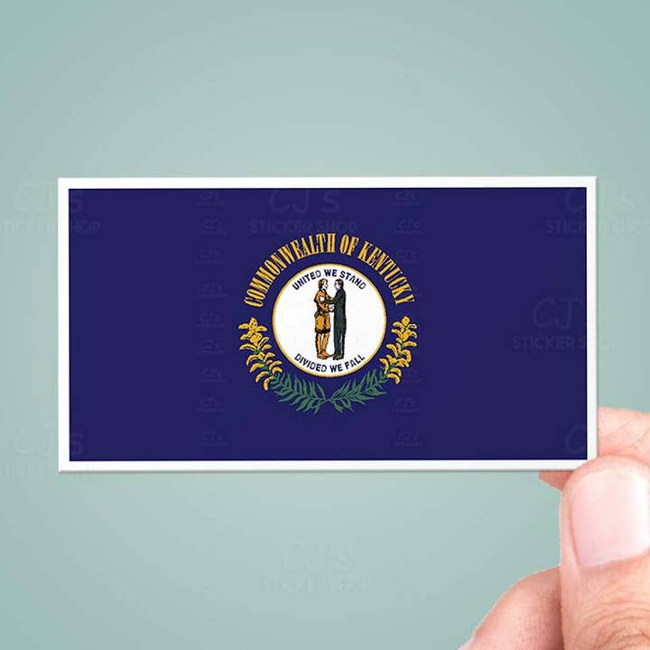 Adesivo in vinile con bandiera dello stato del Kentucky per la vendita all'ingrosso da parte di CJ's Sticker Shop