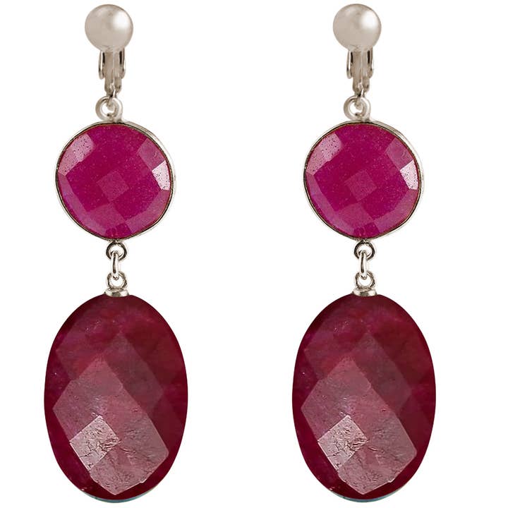 REMOVED BRAND - Vendita all'ingrosso Orecchini pendenti - Orecchini a clip Gemshine con gemme rubino rosso in argento 925, placcati oro o rosa