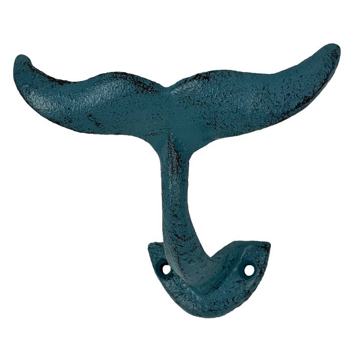 Zeckos - Wholesale Wall hook - Set of 3 Cast Iron Nautical Whale Tail Wall Hooks2