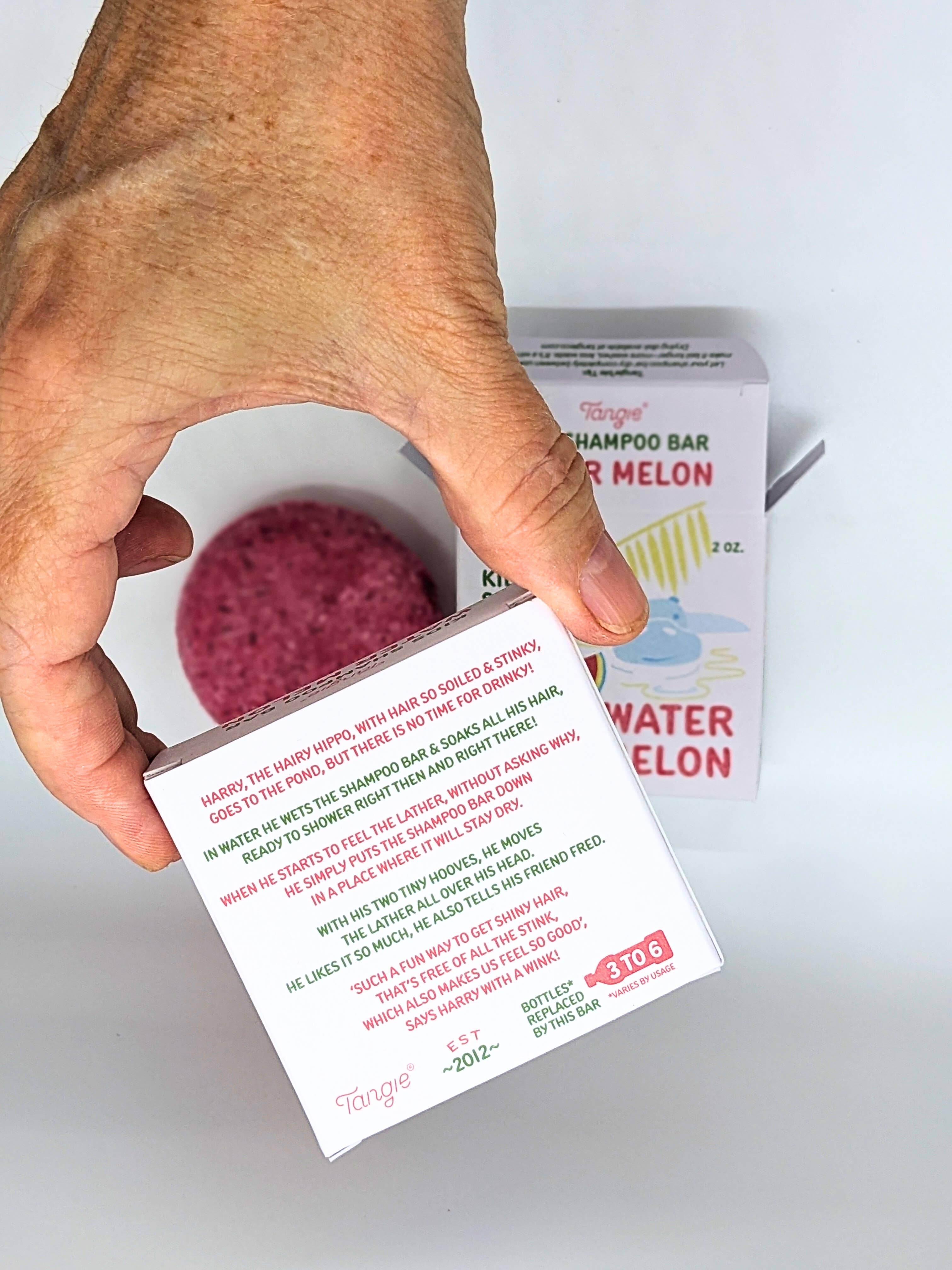 Tangie LLC - Wholesale Shampoo Puck/Solid Shampoo - Tangie Kids Watermelon Shampoo Bar – Fun, Safe & Packaged1