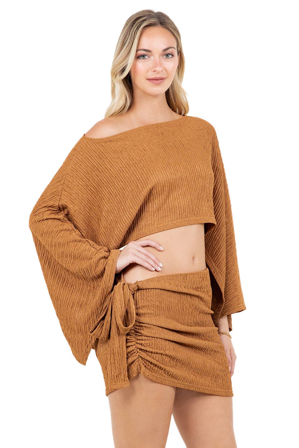 Brown WOMEN FASHION 2PCS SKIRT SET for wholesale on Faire4