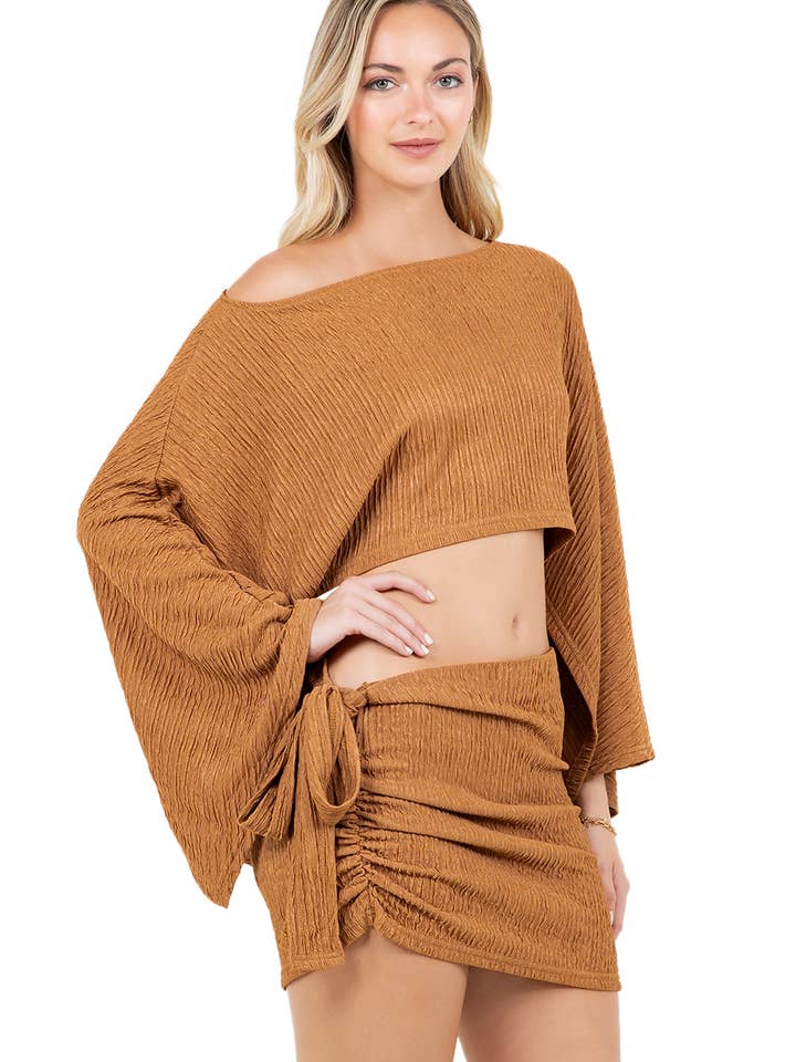 Brown WOMEN FASHION 2PCS SKIRT SET for wholesale on Faire4