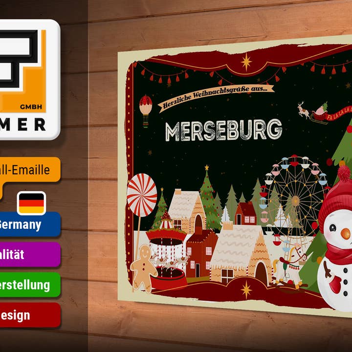 Femer - Wholesale Christmas Wall Art - Wooden sign Christmas greetings MERSEBURG gift 30x20cm2