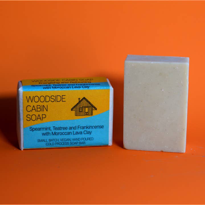Spearmint, Tea Tree, Frankincense with Moroccan Lava Clay for wholesale by Woodside Cabin Soap