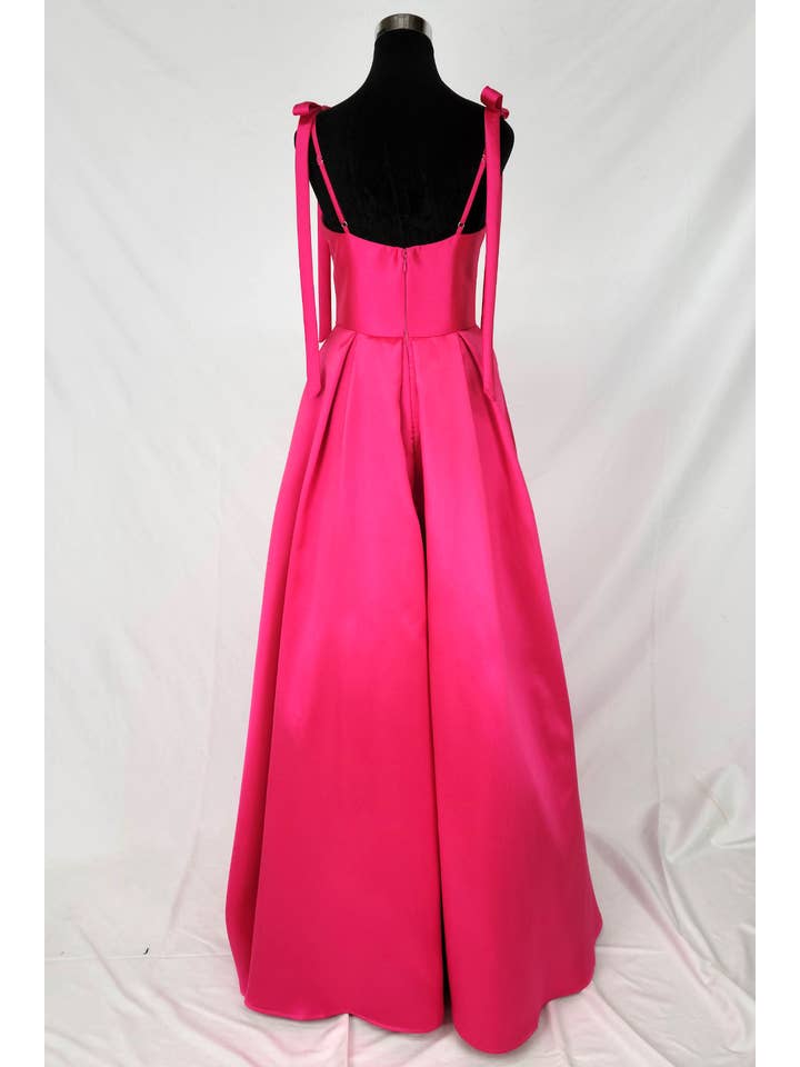 Chicas - Wholesale Gown - Women's - Long mikado gown with bowtie straps DM803311