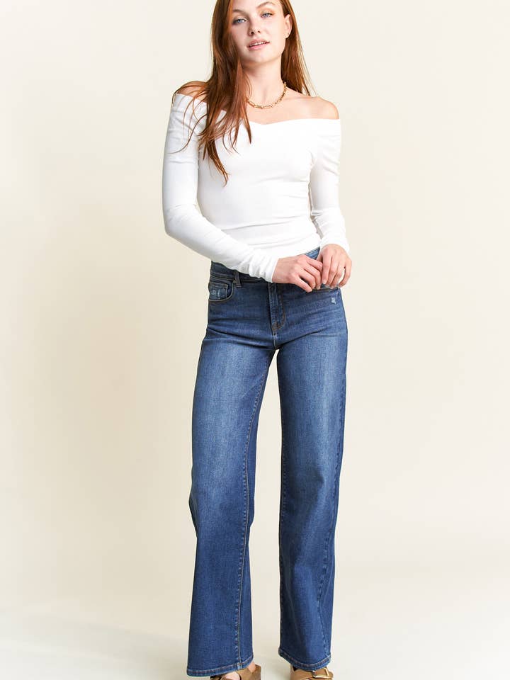 PRE PACK High Rise Wide Leg Jeans EP3587 for wholesale by ENJEAN