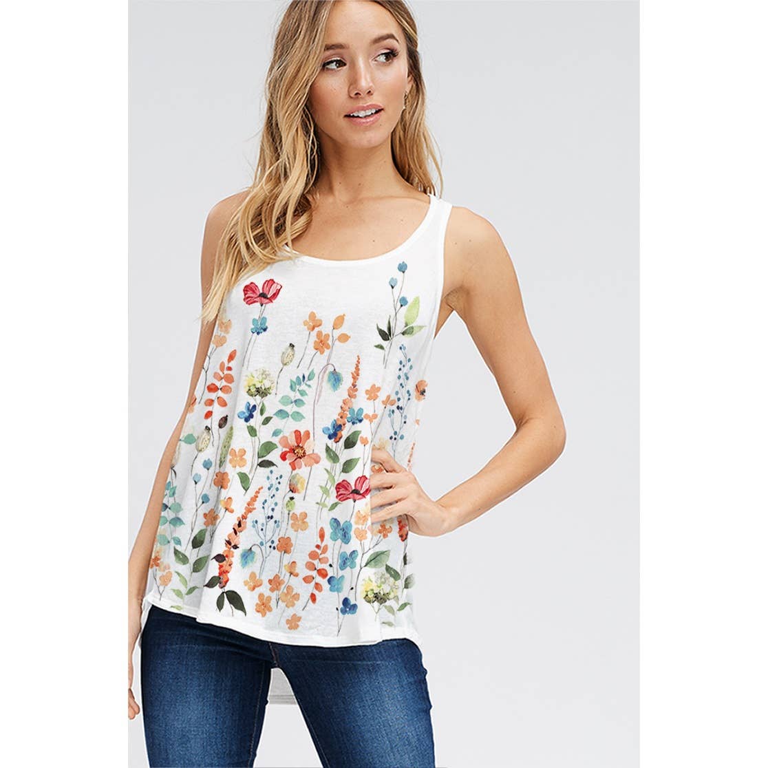 Phil Love – Tops – Mulher por atacado – Tampo do tanque de impressão floral6