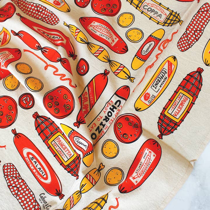 Calhoun & Co. - Wholesale Tea Towel - Meat Shop Screen Printed Tea Towel